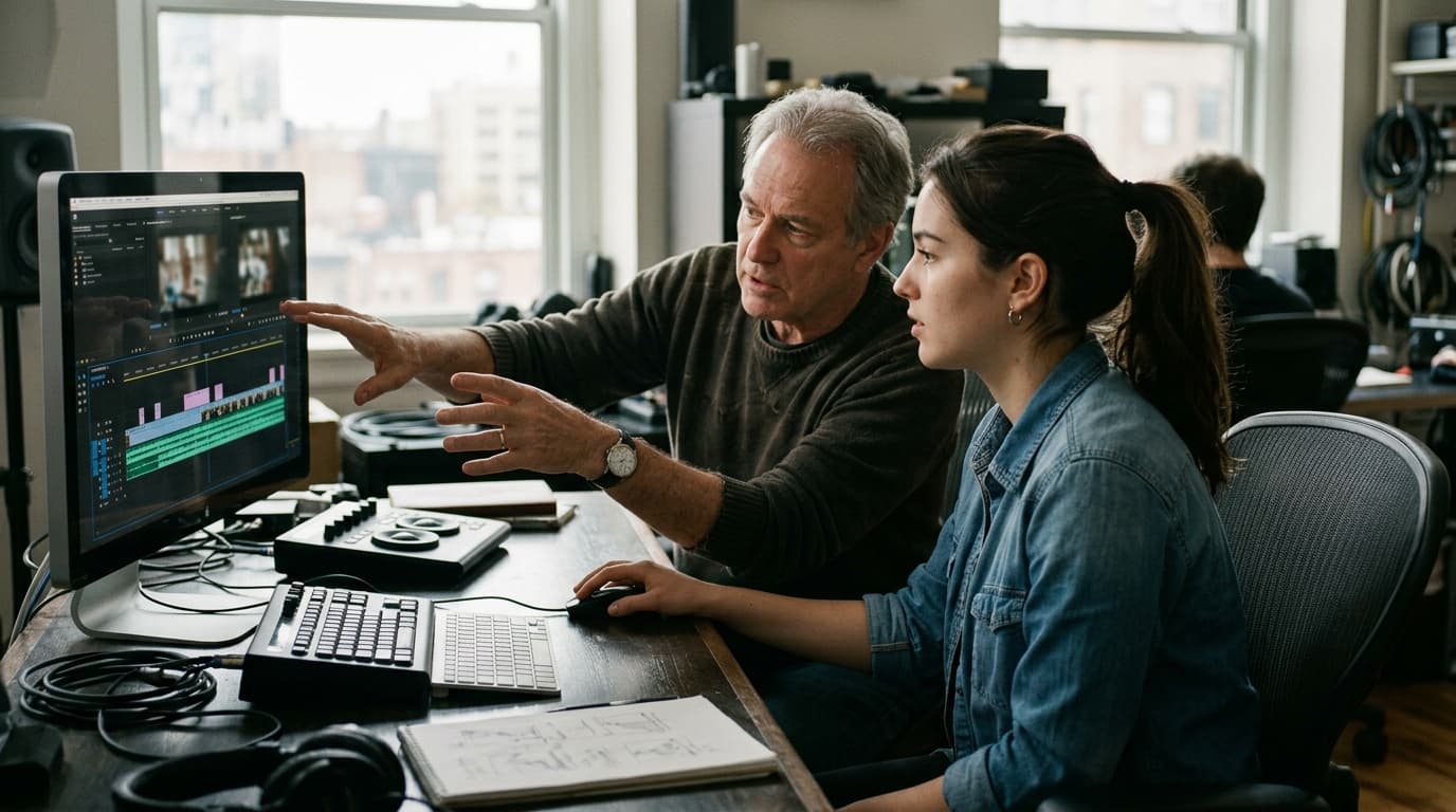 Video editor specializing in a specific content format at their workstation